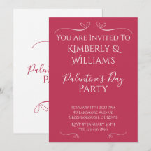 Modern Pink White Palentine's Day Party Invitation