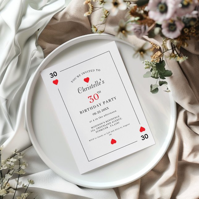 Convites Modern Playing Card Playing Card 30th Birthday (Criador carregado)