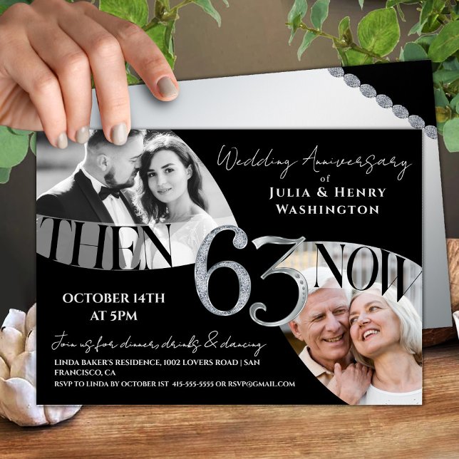 Convites Modern Premium 63rd Wedding Anniversary (Criador carregado)