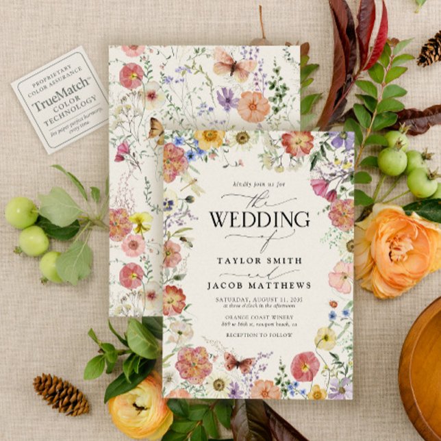 Convites Modern Pressed Wildflower Boho Chic Wedding (Criador carregado)