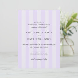 Convites Modern Purple Stripes Elegant Wedding