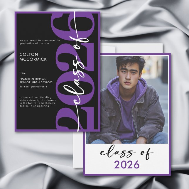 Convites Modern Purple Typography Graduation Announcement (Modern Purple Typography Graduation Announcement)