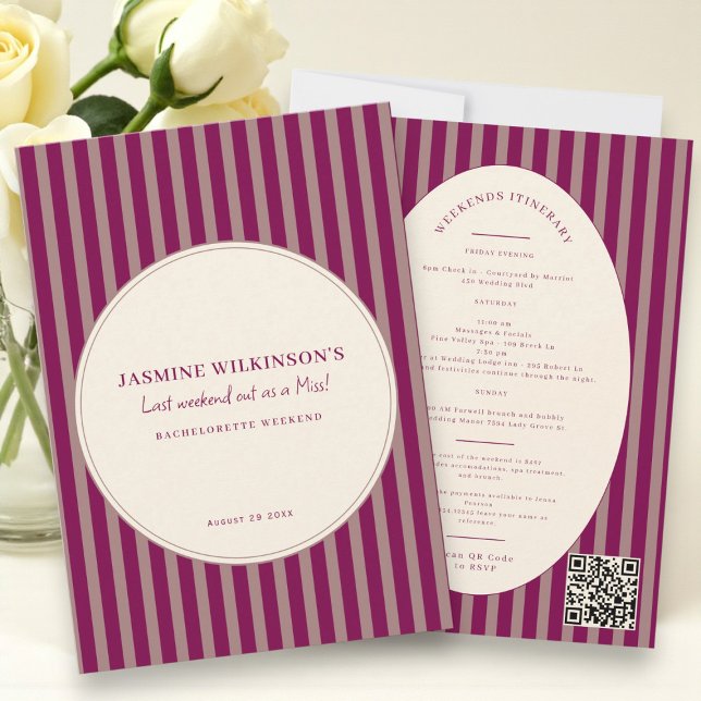 Convites Modern QR code Bachelorette Weekend Itinerary (Criador carregado)