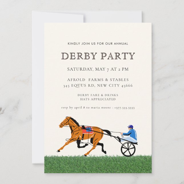 Convites Modern Race Horse Derby Party Equestrian  (Frente)