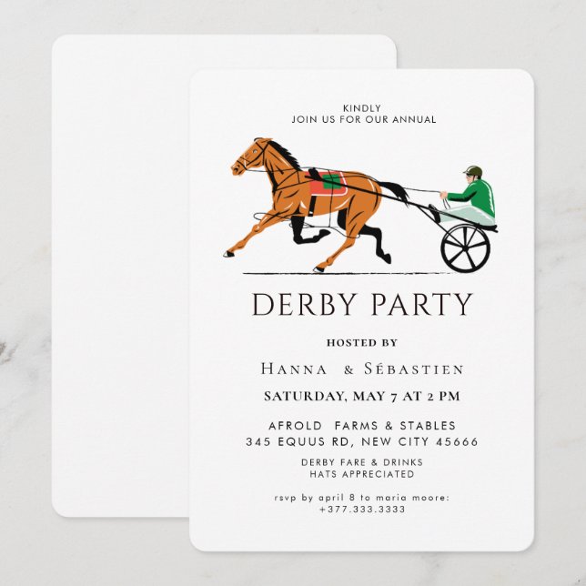 Convites Modern Race Horse Derby Party Equestrian  (Frente/Verso)