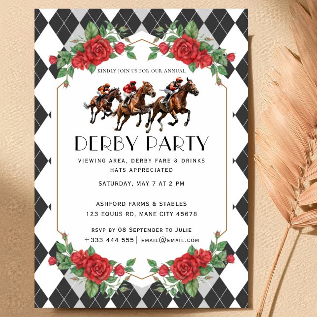 Convites Modern Race Horse Derby Party Equestrian Invitatio (Criador carregado)