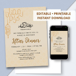 Convites Modern Ramadan Kareem Line Art Iftar Dinner