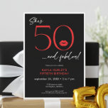 Convites Modern Red Lips Fifty Fabulous Birthday<br><div class="desc">Modern and chic, this birthday invitation declares, "she's 50 and fabulous" and combines classic black and white with accents of bright red, with a playful pair of lips. Its modern design is a simple and fun design to celebrate the milestone birthday. The back holds an area for a QR code...</div>