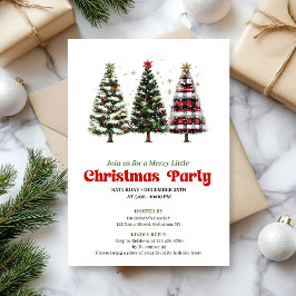 Convites Modern red plaid buffalo Christmas tree invite