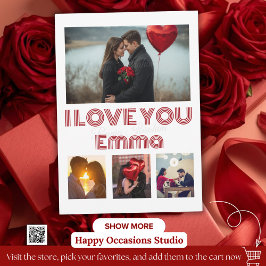 Convites Modern Red Valentine’s Day Photo Card – 4 Photos
