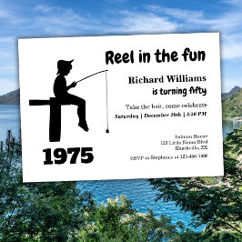 Convites Modern Reel no Divertido Pescador 50º Aniversário