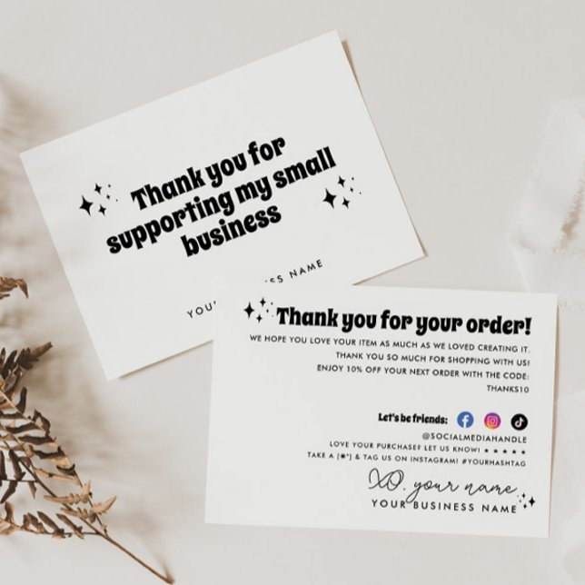 Convites Modern Retro Apoiando Pequenas Empresas Obrigado (Criador carregado)