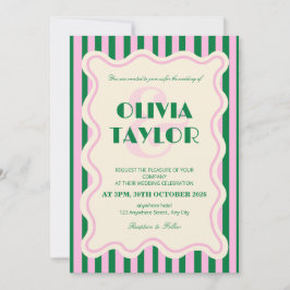 Convites Modern Retro Striped Wedding Invitation