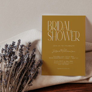 Convites Modern Retro Typography Yellow Bridal Shower