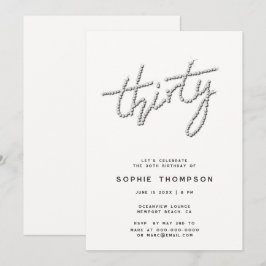 Convites Modern Rhinestones Ivory Chic aniversário de 30 an