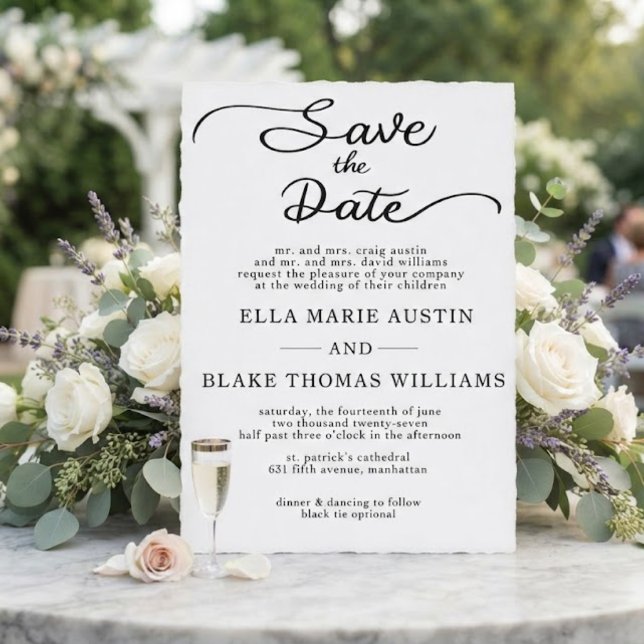 Convites Modern Romantic Script Save the Date (Criador carregado)