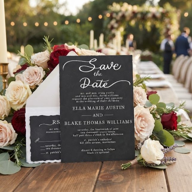 Convites Modern Romantic Script Save the Date (Criador carregado)