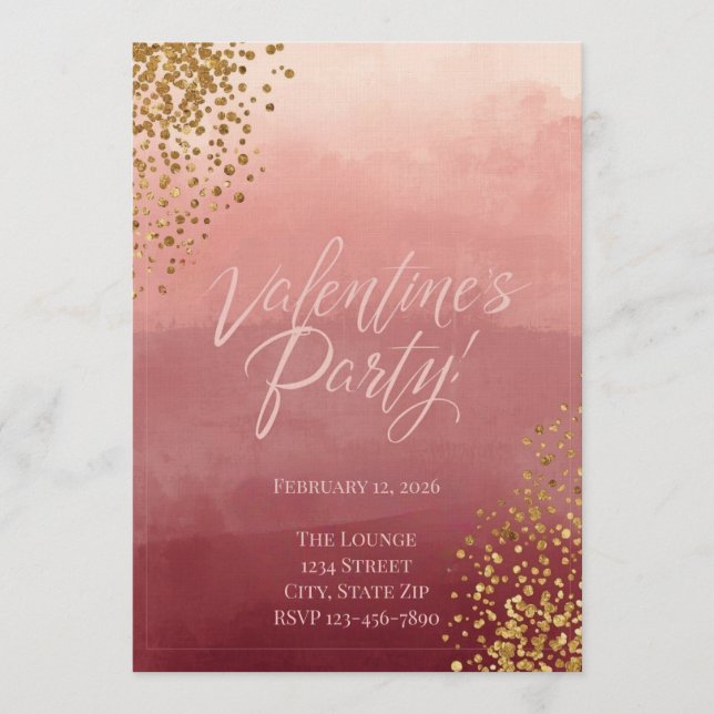 Convites Modern Romantic Valentine’s Party Invitation (Frente)