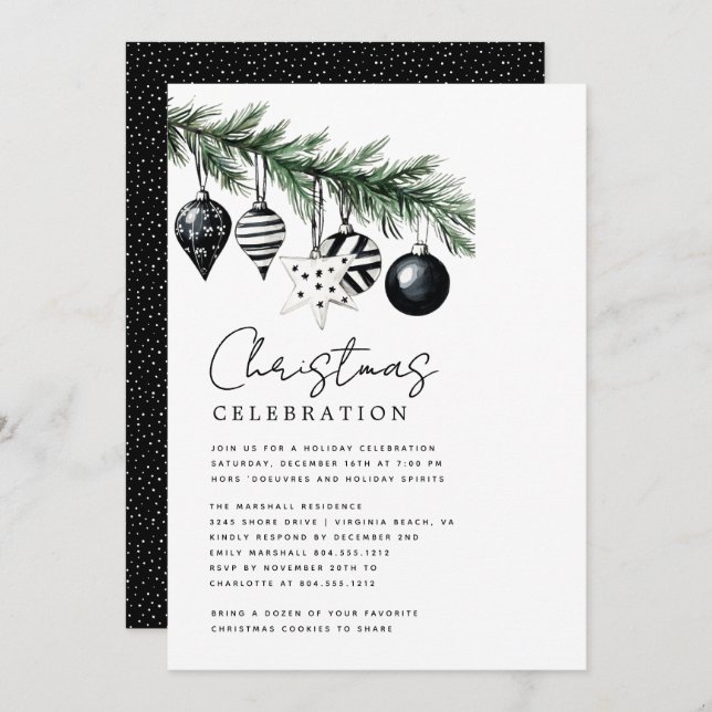 Convites Modern Rustic Nature Christmas Party Invitation  (Frente/Verso)