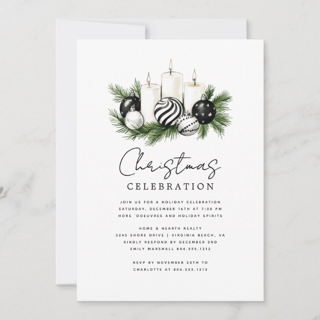Convites Modern Rustic Nature Christmas Party Invitation (Frente)