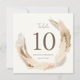Convites Modern Rustic Pampas Grass Wedding Table Number