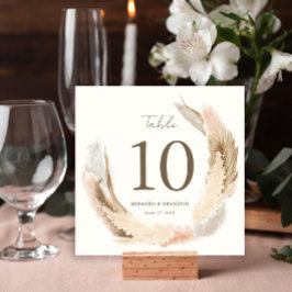 Convites Modern Rustic Pampas Grass Wedding Table Number