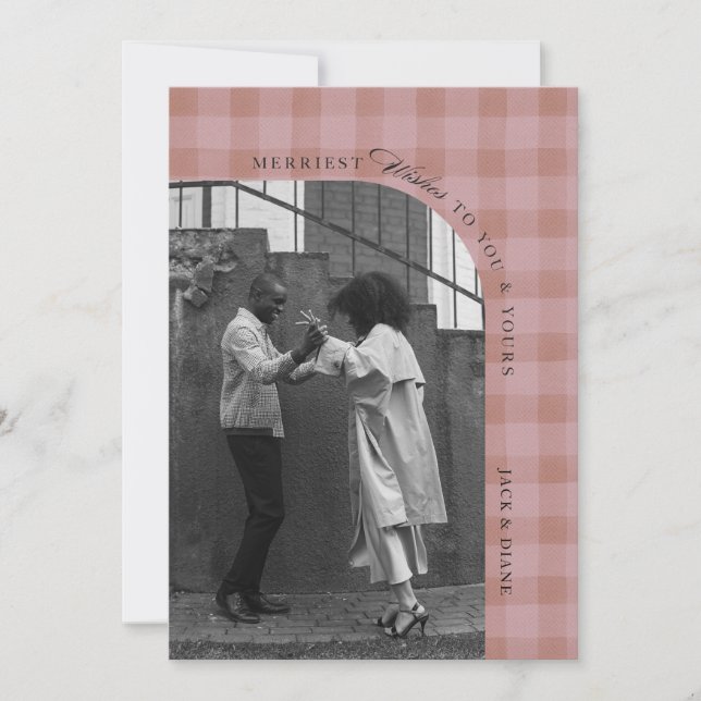 Convites Modern Rustic Plaid Holiday Photo Card Personalize (Frente)