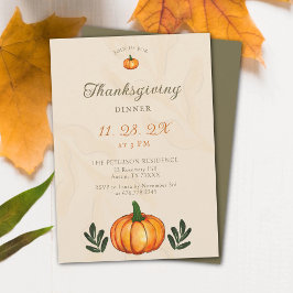 Convites Modern Rustic Pumpkin Thanksgiving Dinner