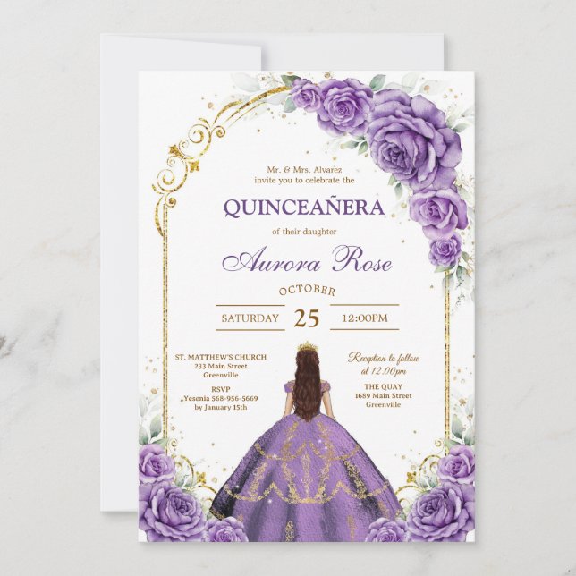 Convites Modern Rustic Quinceanera Invitation (Frente)