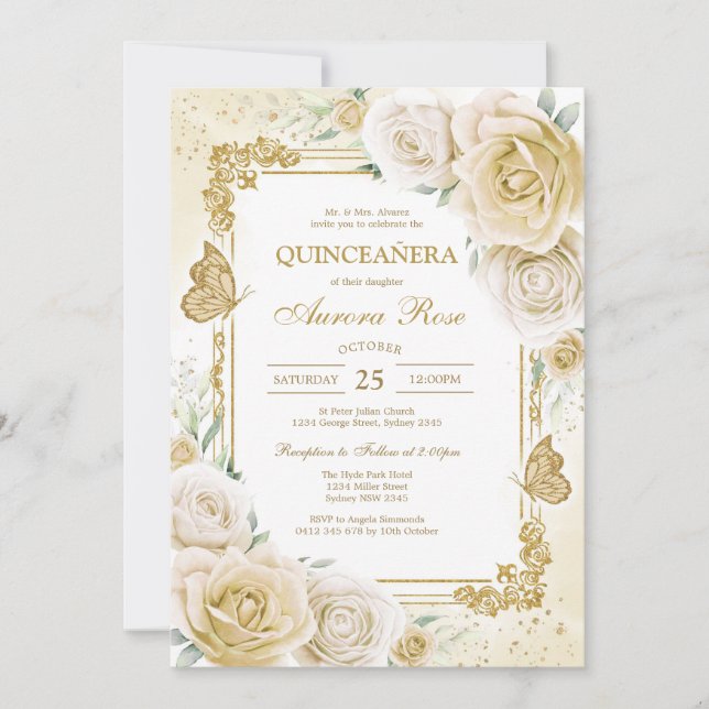 Convites Modern Rustic Quinceanera Invitation (Frente)