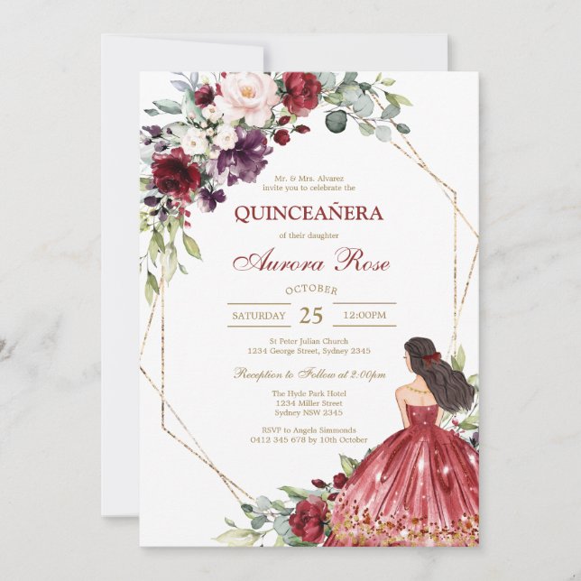 Convites Modern Rustic Quinceanera Invitation (Frente)