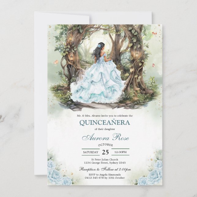 Convites Modern Rustic Quinceanera Invitation (Frente)