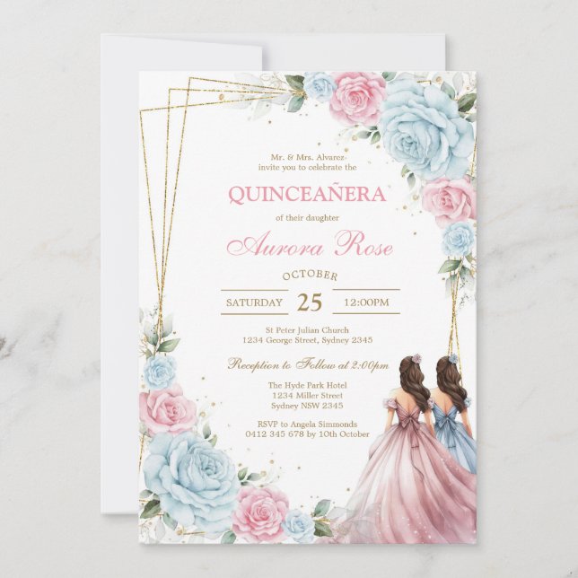 Convites Modern Rustic Quinceanera Invitation (Frente)