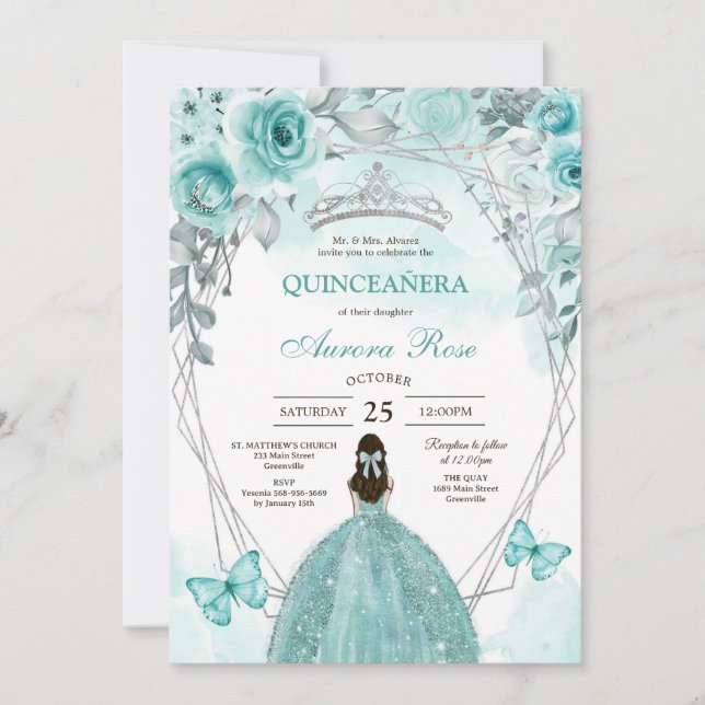 Convites Modern Rustic Quinceanera Invitation (Frente)