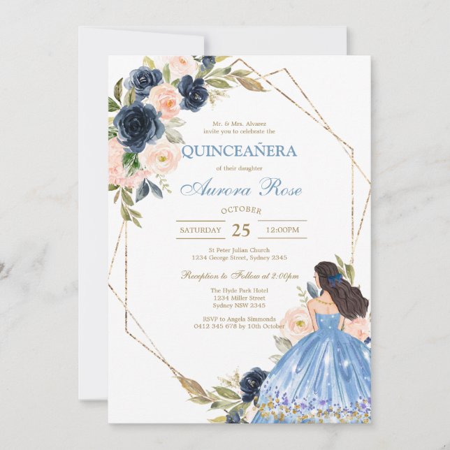 Convites Modern Rustic Quinceanera Invitation (Frente)