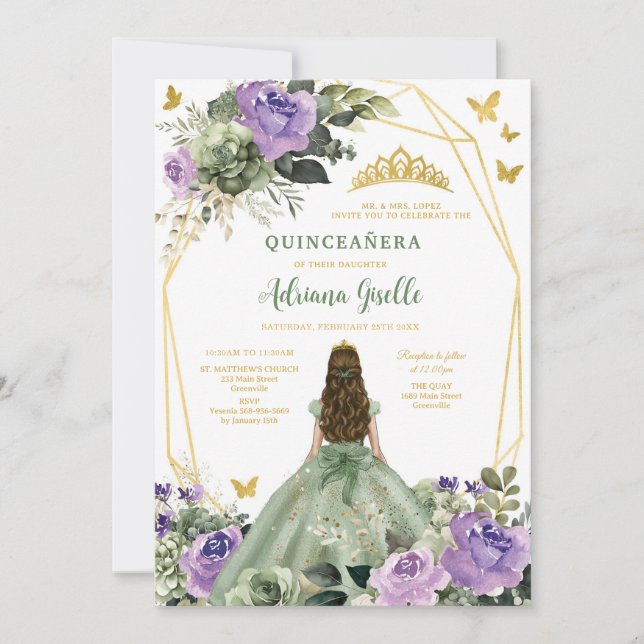 Convites Modern Rustic Quinceanera Invitation (Frente)