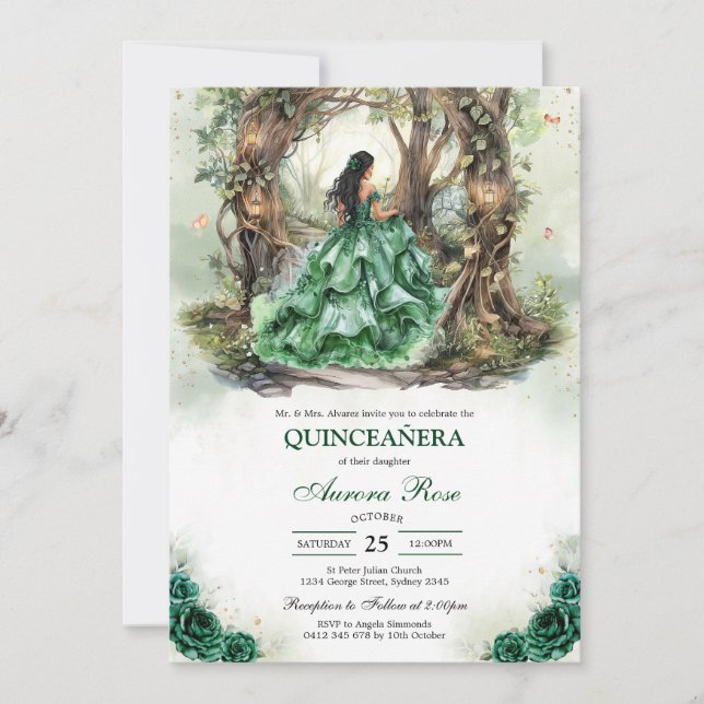 Convites Modern Rustic Quinceanera Invitation (Frente)