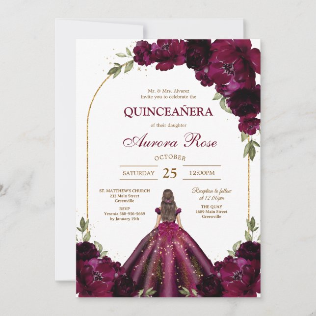 Convites Modern Rustic Quinceanera Invitation (Frente)