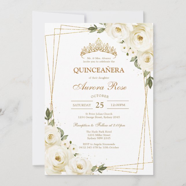 Convites Modern Rustic Quinceanera Invitation (Frente)