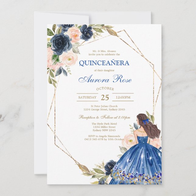 Convites Modern Rustic Quinceanera Invitation (Frente)