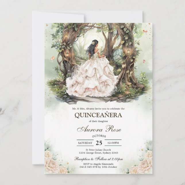 Convites Modern Rustic Quinceanera Invitation (Frente)