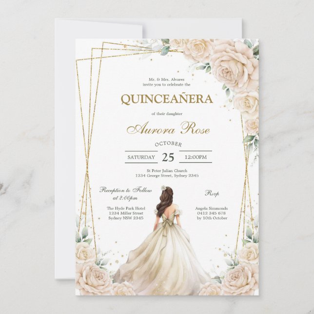 Convites Modern Rustic Quinceanera Invitation (Frente)
