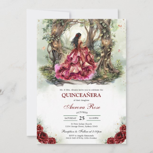 Convites Modern Rustic Quinceanera Invitation (Frente)