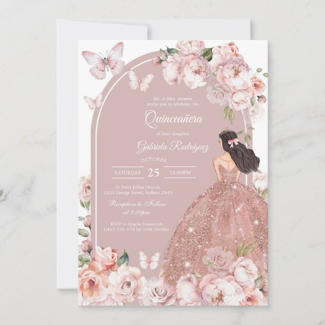 Convites Modern Rustic Quinceanera Invitation (Frente)