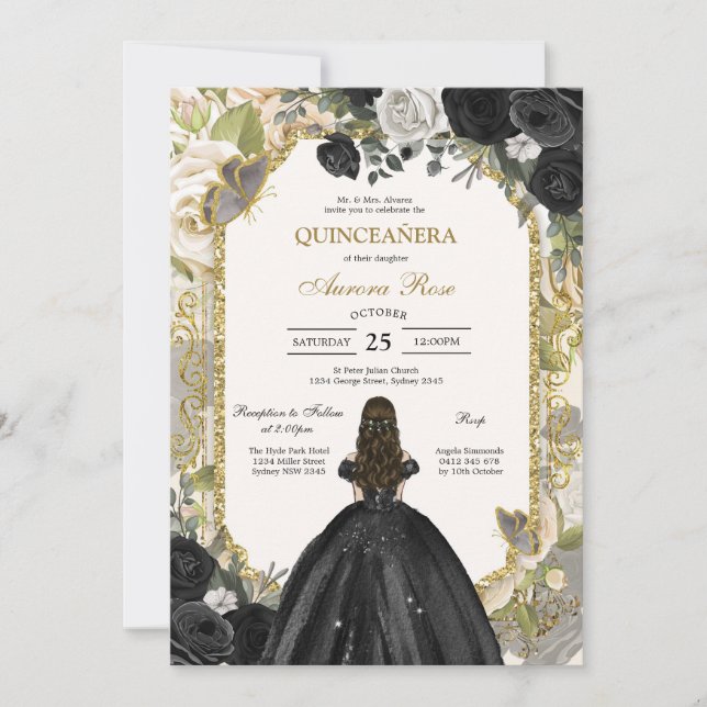Convites Modern Rustic Quinceanera Invitation (Frente)