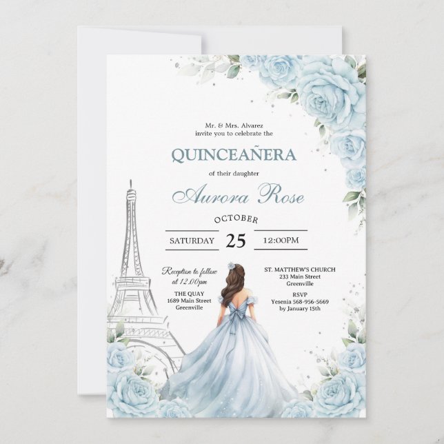 Convites Modern Rustic Quinceanera Invitation (Frente)