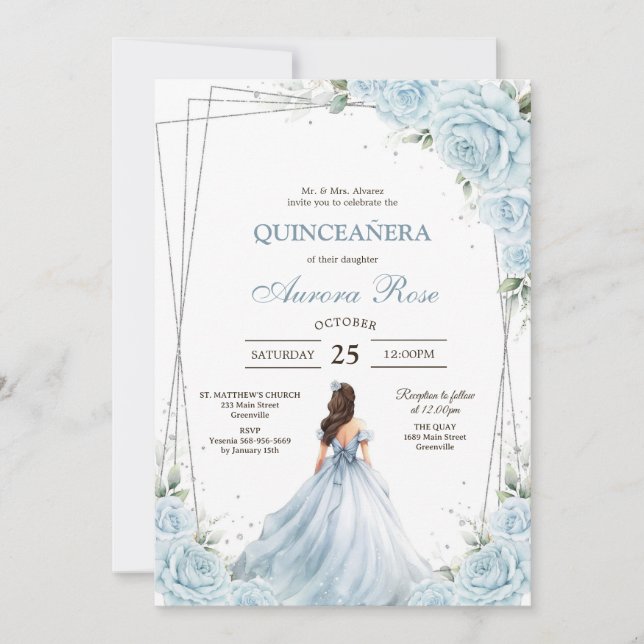 Convites Modern Rustic Quinceanera Invitation (Frente)