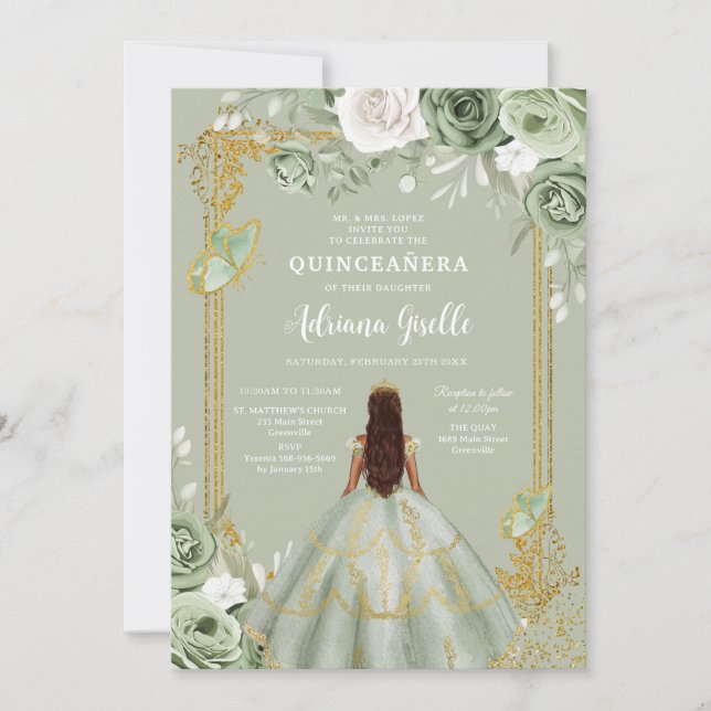 Convites Modern Rustic Quinceanera Invitation (Frente)