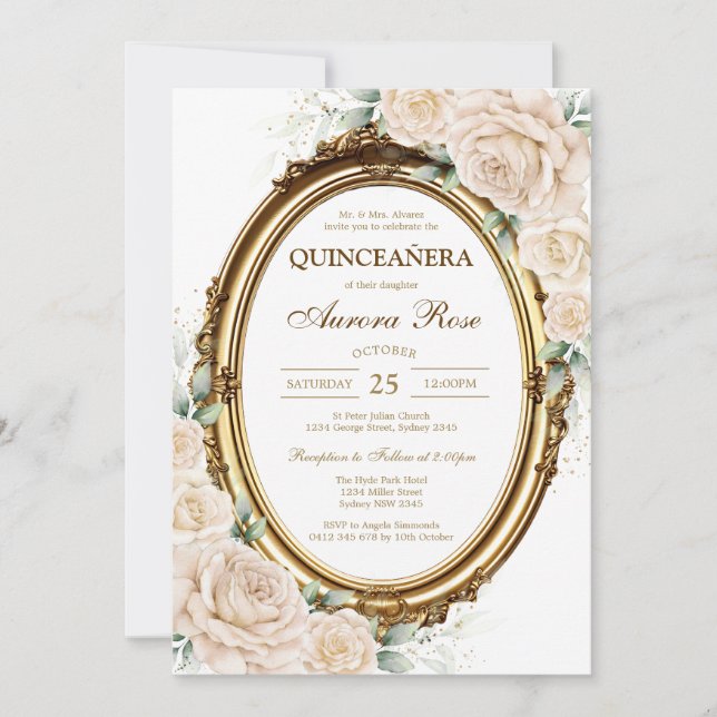 Convites Modern Rustic Quinceanera Invitation (Frente)