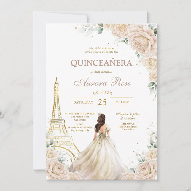 Convites Modern Rustic Quinceanera Invitation (Frente)